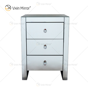 Лидер продаж, элегантный прикроватный столик Vxin WXF-031-1 с 3 ящиками, серебряная зеркальная тумбочка, зеркальный прикроватный столик