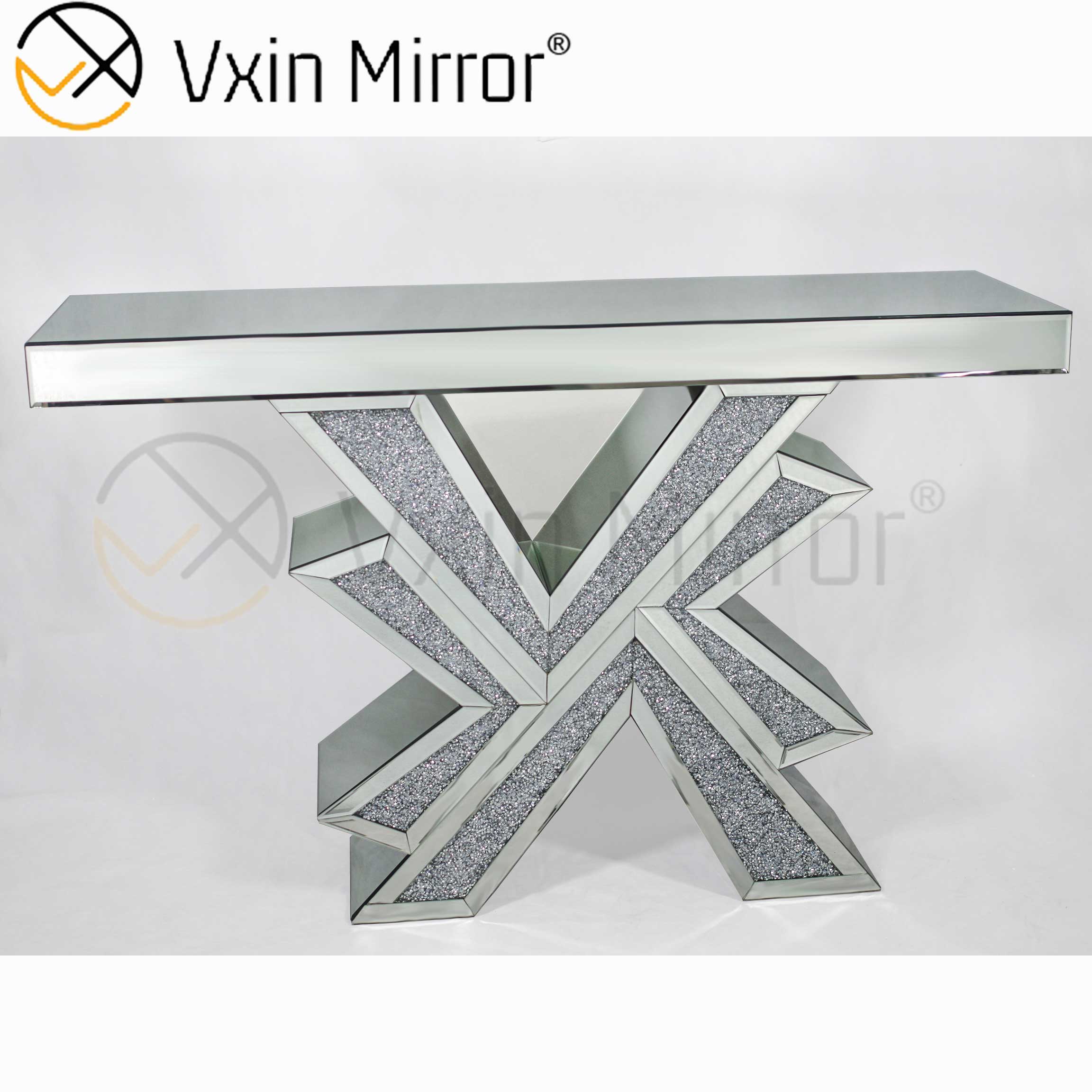 Vxin Miorror WXF-067 Заводская поставка Элегантный консольный стол из ментального стекла Отель Дешевый серебряный стол Colsole