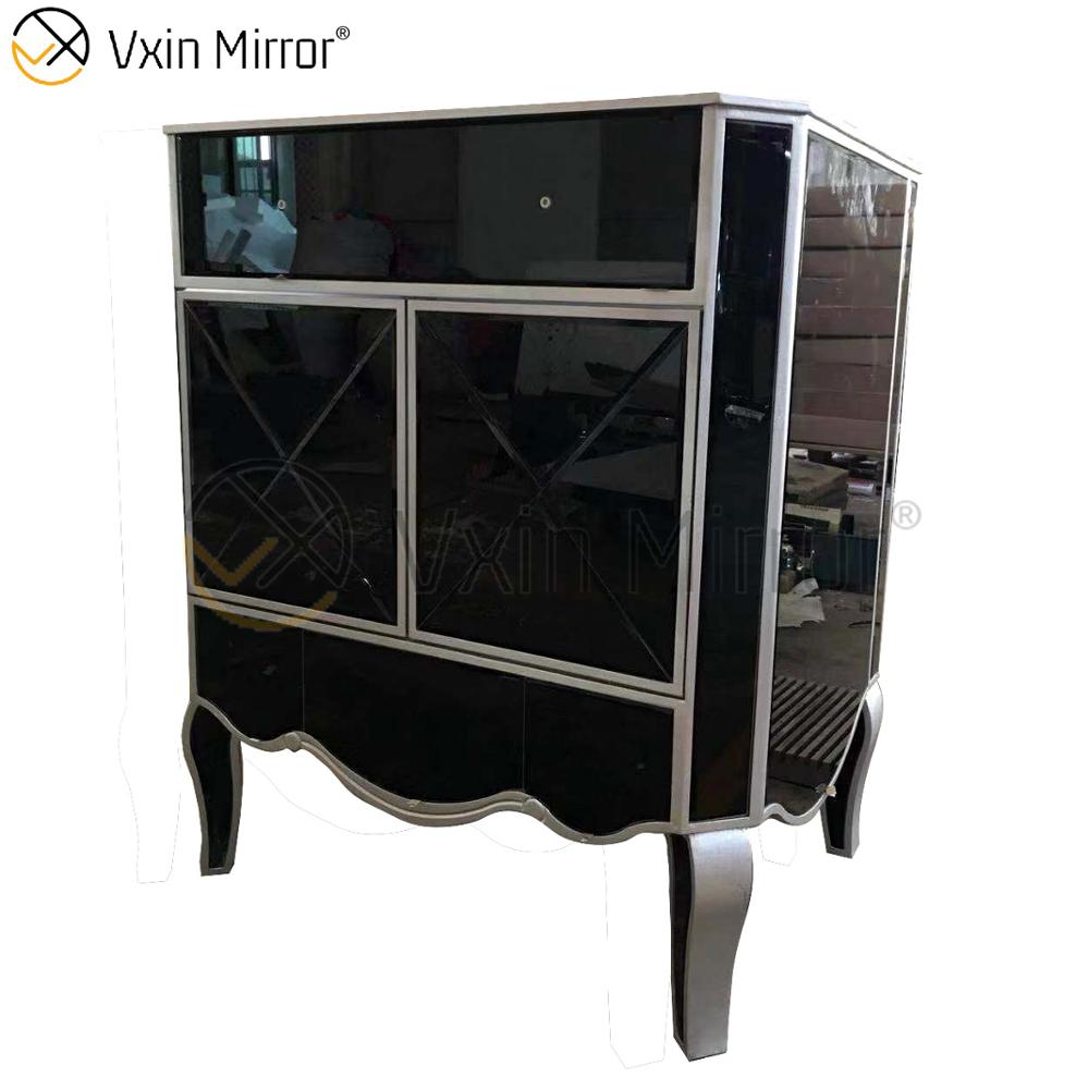 Зеркальный шкаф VXin из черного стекла для гостиной с зеркальным отражением