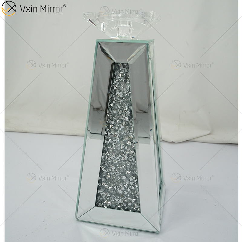 Настраиваемое имя Современный элегантный WXCH-075 Silver Crystal Mirrorr Подсвечник для домашней свадьбы