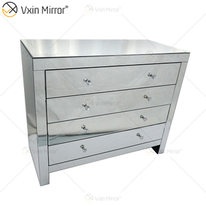 Glass Decor WXF-243 Серебряный современный зеркальный шкаф с выдвижными ящиками Muti