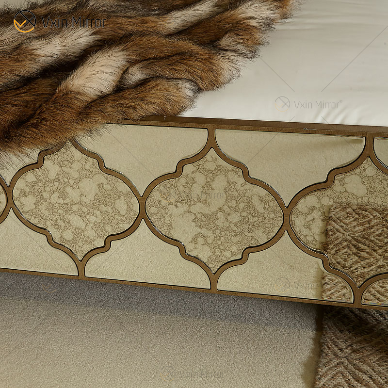 Антикварная мебель Vxin WXWF-1088 King Bed Grace Golden Frame Зеркальная суперкровать