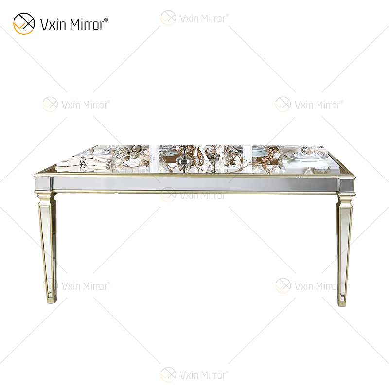 Обеденный стол Facoty Supply Luxury WXF-0309 Pure Gold Frame Самодельный зеркальный обеденный стол