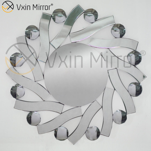 3D Elegant Vxin Modern WXM-1016 Silver Round Fancy Mirror Wall Art