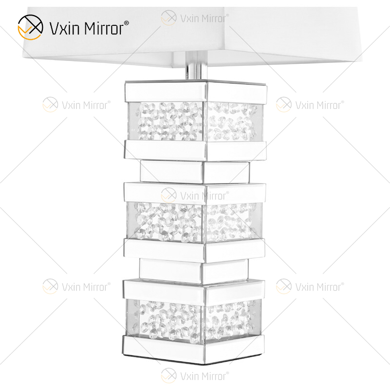Заводская поставка WXTL-097 Современная серебряная кристаллическая светодиодная зеркальная настольная лампа для теплого света