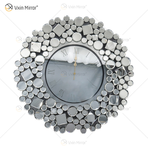 Зеркальные часы WXMC-085 Silver Wall Decor Элегантные хрустальные круглые часы
