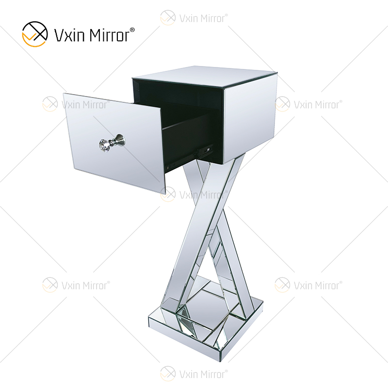End Table Decor WXF-980 Modern Silver Crystal Mirrored Side Table с выдвижным ящиком