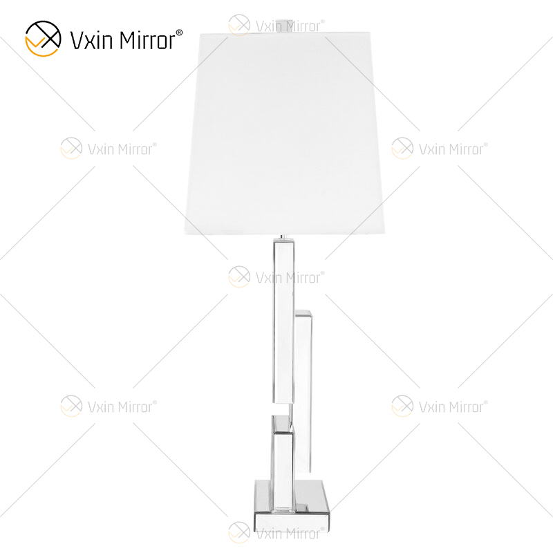 Заводская поставка WXTL-001 Современная серебряная 3D настольная зеркальная лампа с абажуром для спальни