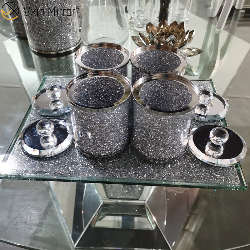 Упаковка высшего качества VX-01 Silver Home Decor Акриловые зеркальные стеклянные банки и бутылки с крышкой