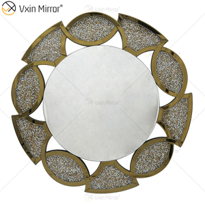Золотая фабрика поставляет домашний декор круглые 3 цвета Diamond Crush Mirror Wall Sticker