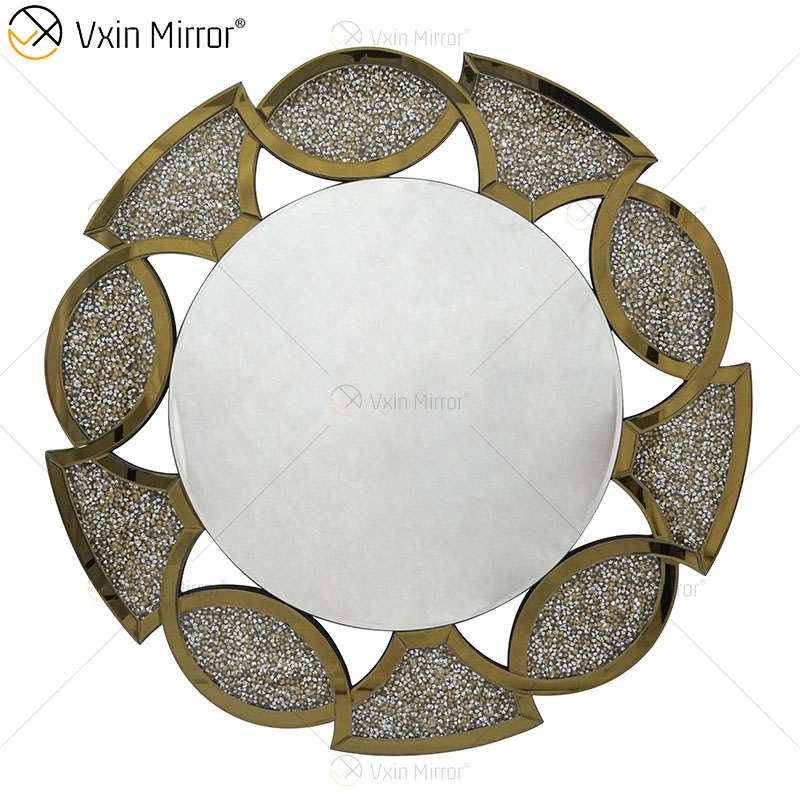 Золотая фабрика поставляет домашний декор круглые 3 цвета Diamond Crush Mirror Wall Sticker