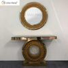 Заводская поставка Vxin Luxury Crystal Glass Brown Console Table с зеркалом