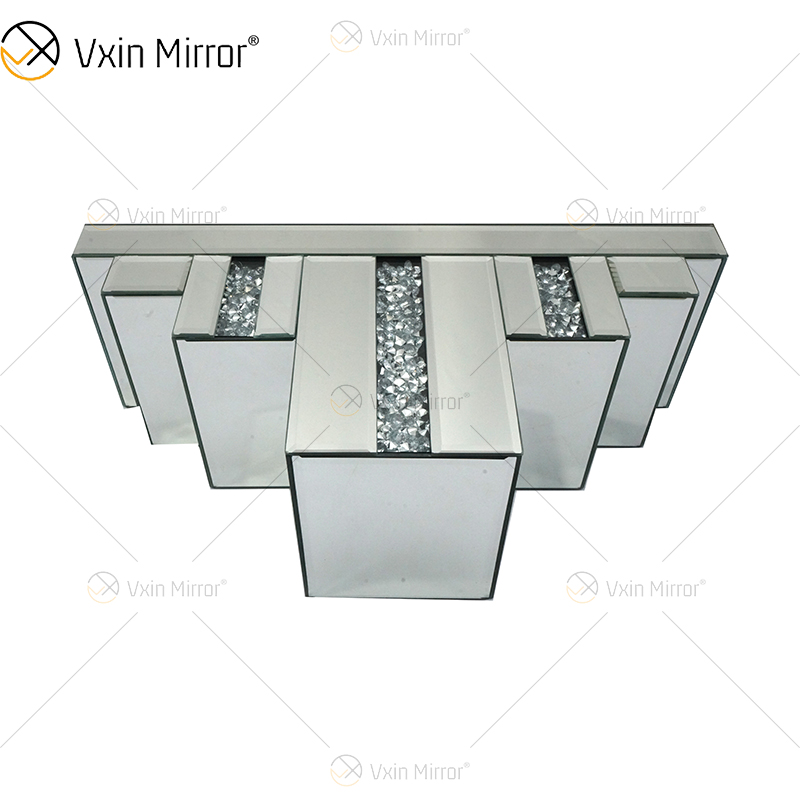 Vxin Factory Supply WXS-007-2 Silver Wall Decor Серебряное стекло и хрустальное зеркало Настенная полка для стены