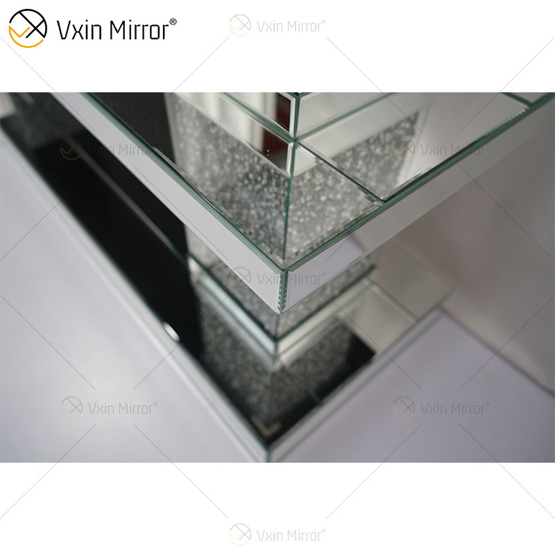 Роскошный журнальный столик прямоугольника прямоугольника мебели отраженный серебром диаманта стеклянный