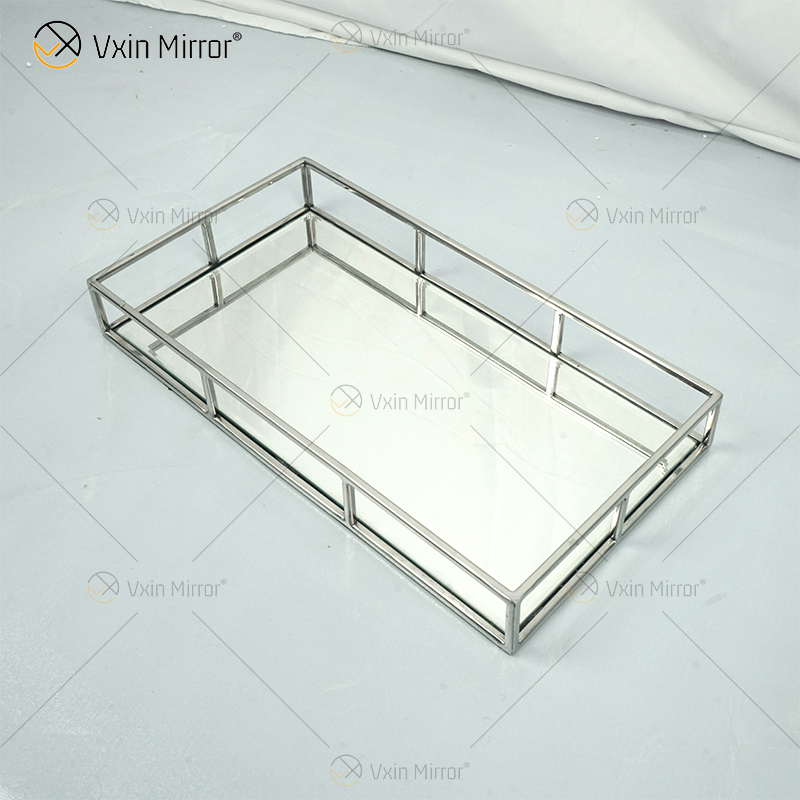 Горячее надувательство Vxin Mirror WXT-005 Современный декор Серебряный каркас из нержавеющей стали Зеркальный лоток 2 Размер