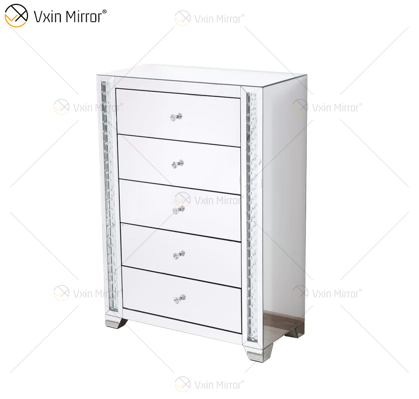 Vxin Crystal Decor WXF-746 Silver Tallboy Crystal прикроватная тумбочка с пятью ящиками для спальни