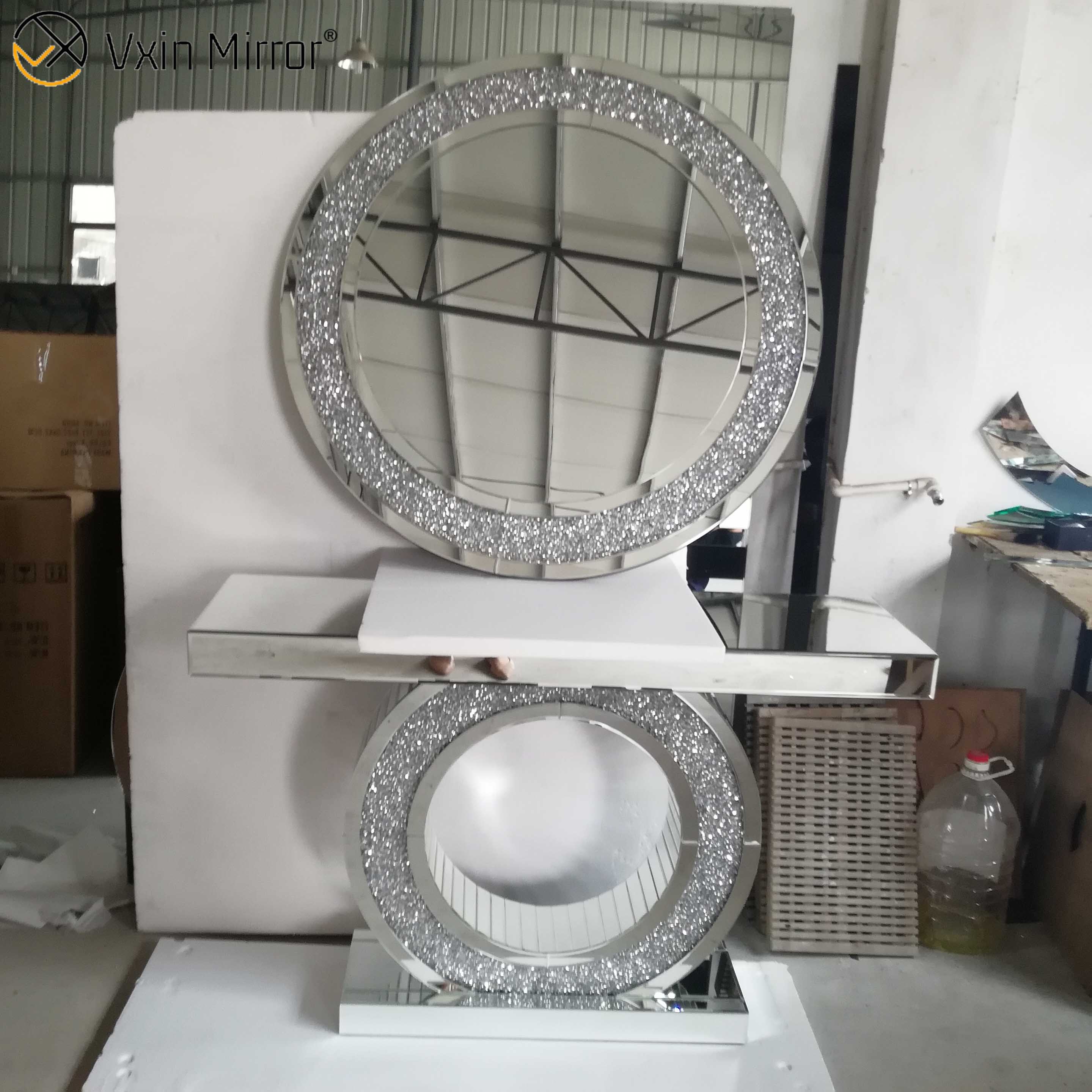 Мулти стол и зеркало консоли цвета современные серебряные изготовленные кристаллом деревянные