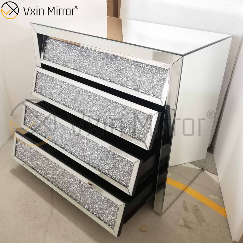 Vxin Silver WXF-706 Щебень с прикроватной тумбочкой с ромбовидной тумбочкой и прикроватной тумбочкой с 4 выдвижными ящиками