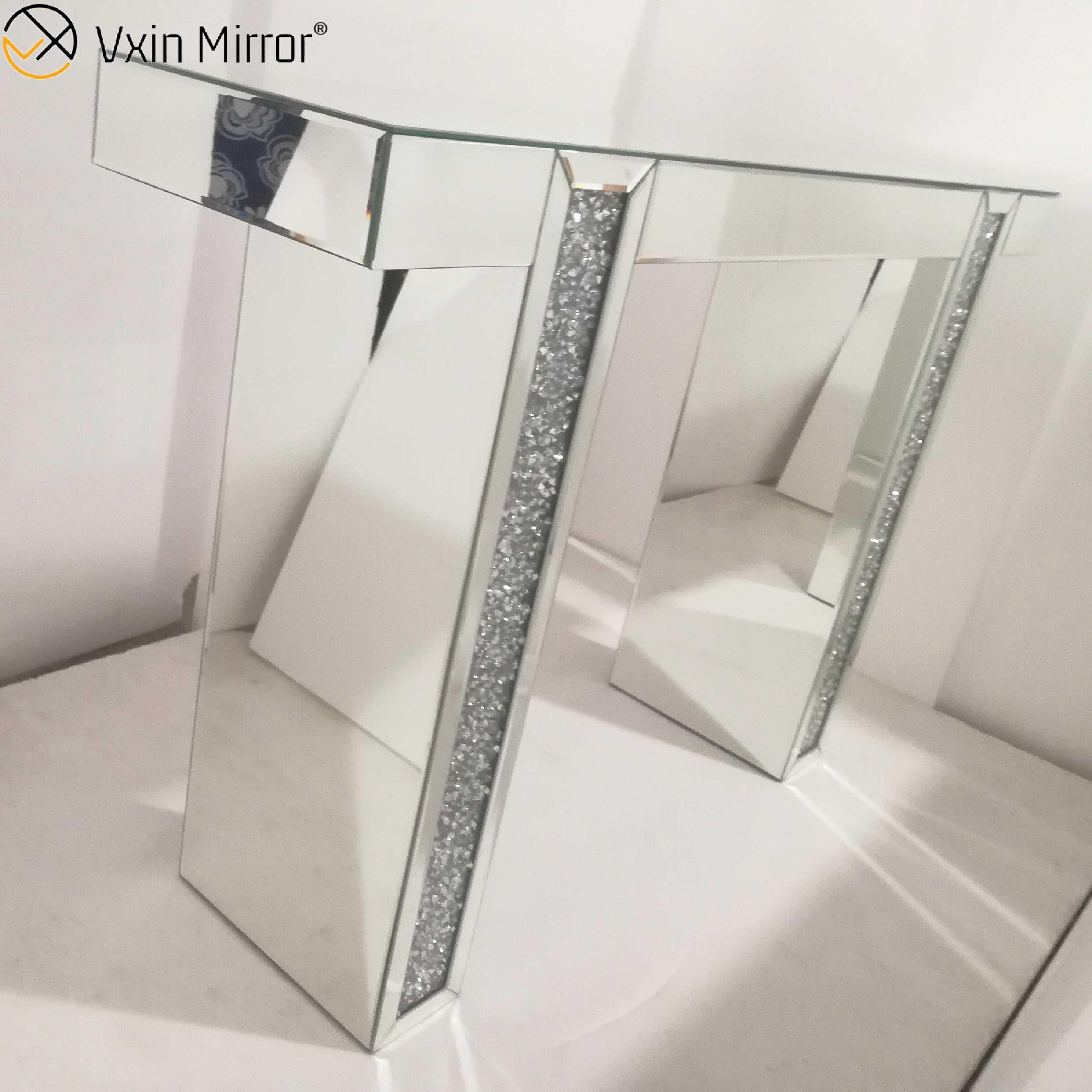 Зеркальный стол для макияжа Туалетный столик Зеркальный туалетный столик Мебель Стеклянный консольный стол Спальня Кабинет Домашний офис WXWF-731