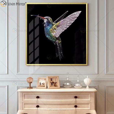Vxin WXMA-60 Хрустальная фарфоровая картина, покрытая смолой, рамка из МДФ, декоративное настенное искусство, зеркало, настенное искусство
