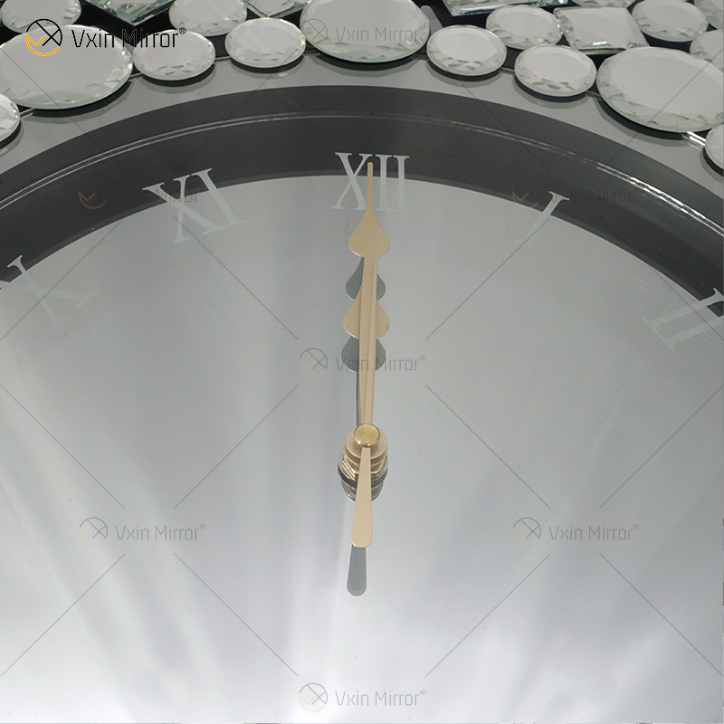 Зеркальные часы WXMC-085 Silver Wall Decor Элегантные хрустальные круглые часы