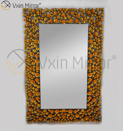 Дешевые WXM-1051 Высокое качество Коричневое настенное зеркало Украшение Хрустальное настенное зеркало