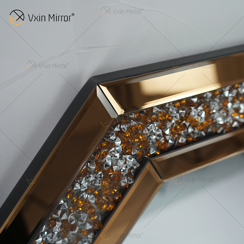 Crystal Crush Diamond Восьмиугольное Серебряное Зеркало для Украшения Стены Настенная Рамка Без Зеркала Алмазный Декор WXM-1780