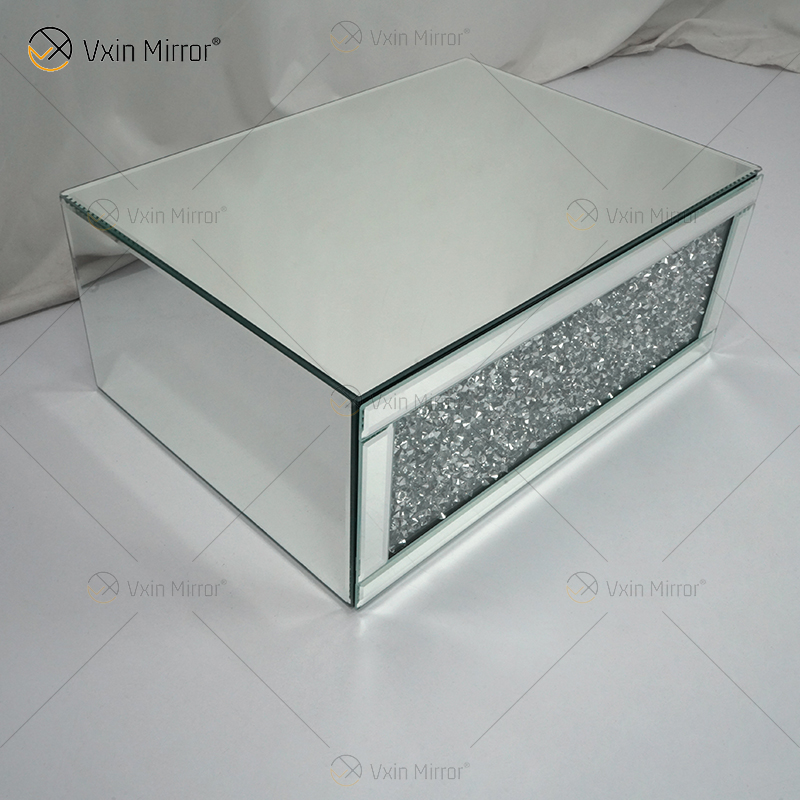 Vxin Factory Supply WXF-153 Серебряный декор для стен Серебряный дробленый бриллиант Зеркало Прямоугольная настенная полка