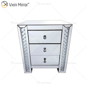 Vxin Crystal Decor WXF-274 Silver Tallboy Crystal Mirror прикроватная тумбочка с 3 ящиками Зеркальная тумбочка