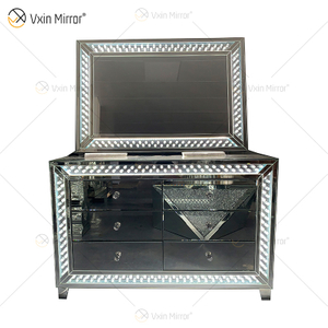 WXM-1176 и WXF-2139 набор светодиодной мебели восьмиугольные бусины модные простые зеркала для макияжа зеркальный шкаф 6 ящиков
