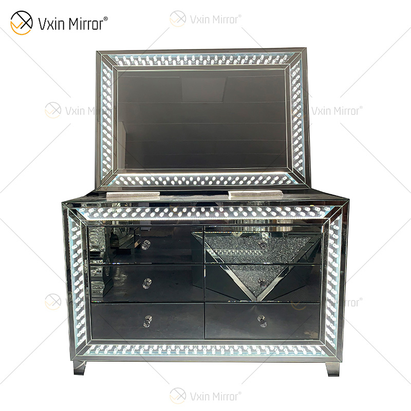 WXM-1176 и WXF-2139 набор светодиодной мебели восьмиугольные бусины модные простые зеркала для макияжа зеркальный шкаф 6 ящиков