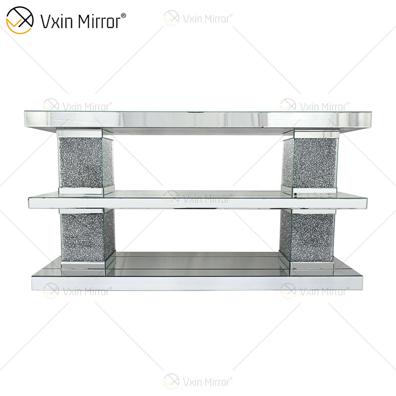 Роскошный журнальный столик прямоугольника прямоугольника мебели отраженный серебром диаманта стеклянный