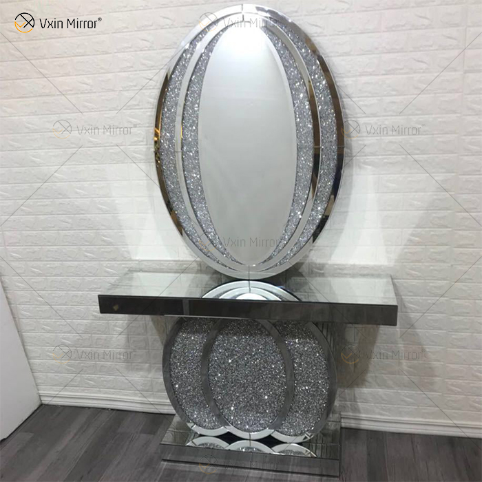 Китай Поставщик Современный известный Silver Crush Diamond Гостиная Стеклянный консольный стол