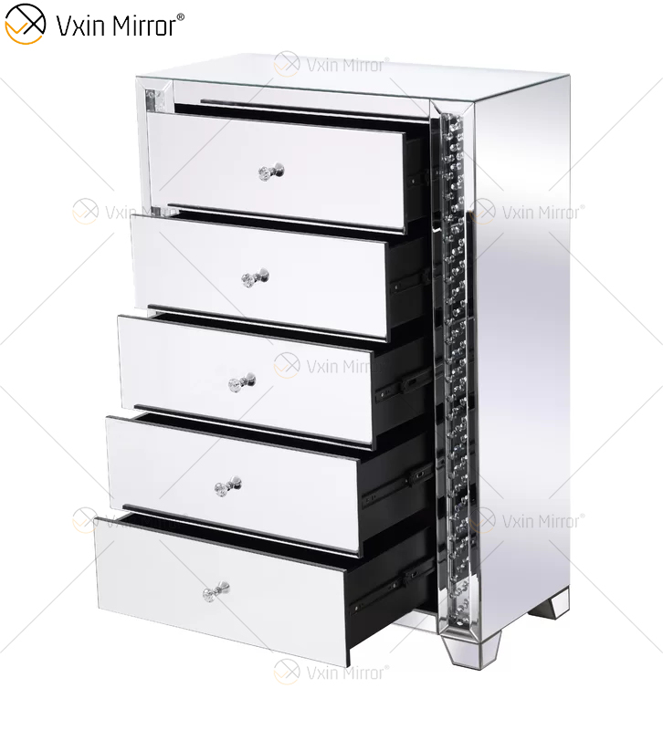 Vxin Crystal Decor WXF-746 Silver Tallboy Crystal прикроватная тумбочка с пятью ящиками для спальни