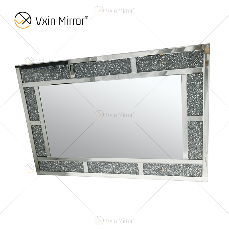 Прямоугольное популярное настенное зеркало WXM-1787 с серебряным дробленым бриллиантом