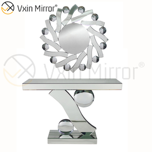Высокое качество Custom Vxin Mirror Современная хрустальная мебель Серебряный консольный стол с настенным зеркалом