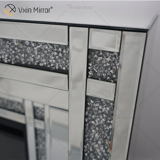 Diamond Luxury Popular Crush Sparkle Crystal Double Band Mirrored WXWF-1109 Камин Surround с электрическим зеркальным камином