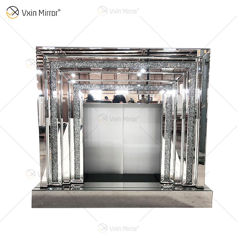 WXWF-1093 Зеркальный камин с плавающим блестящим кристаллом и бриллиантами со вставками в горячей продаже, настраиваемый