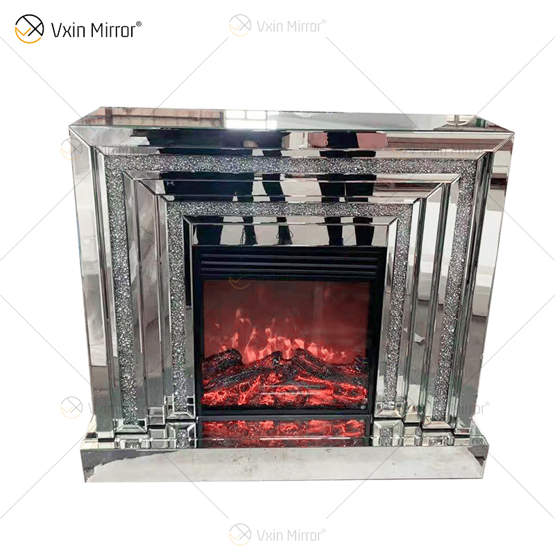 WXWF-1093 Зеркальный камин с плавающим блестящим кристаллом и бриллиантами со вставками в горячей продаже, настраиваемый