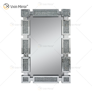 Прямоугольный новый дизайн Vxin WXM-1149 Настенный декор Серебряный дробленый бриллиант Настенное зеркало Настенное зеркало