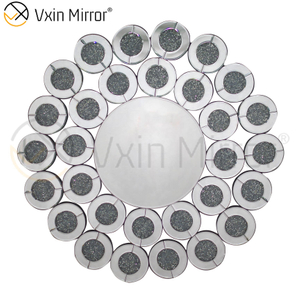 Серебряное настенное украшение WXM-1014 Зеркало из измельченного алмазного стекла