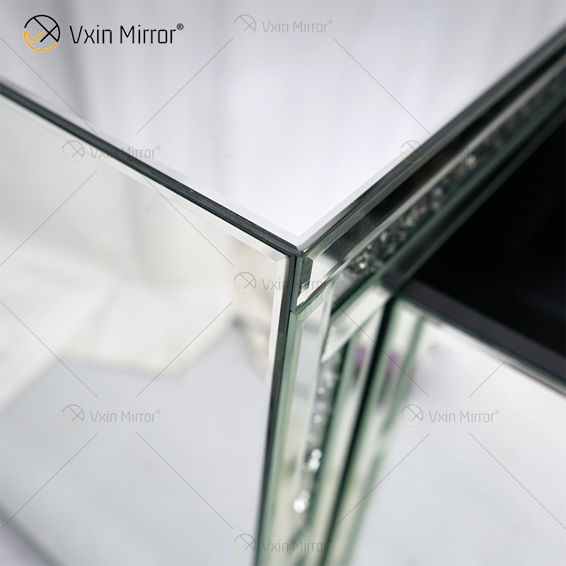 Vxin Mirror Furniture Щебень Алмазный серебряный шкаф для телевизора Зеркальные подставки под телевизор с 2 ящиками