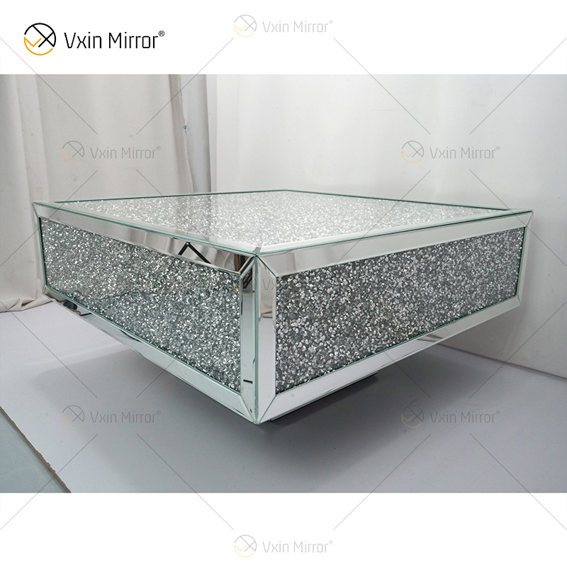 Индивидуальный стол WXF-141 Измельченный бриллиантовый домашний серебряный зеркальный журнальный столик