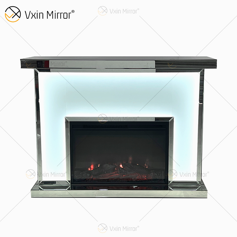 Новый дизайн WXMF-096 LED Серебряный матовый стеклянный зеркальный камин в гостиной с вставкой для помещения