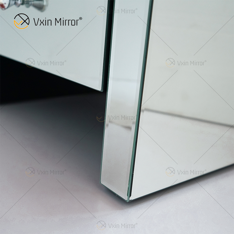 Фабричный современный WXF-032 прикроватный столик с тремя ящиками из серебряного стекла с зеркальной тумбочкой