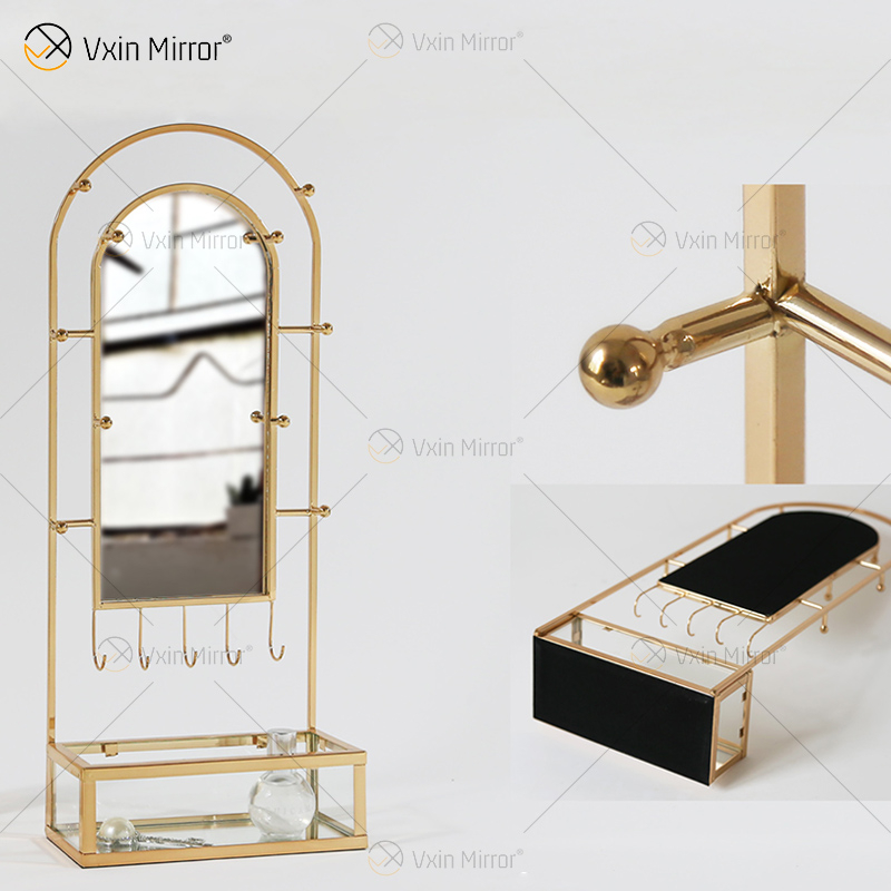 Vxin Factory Supply Silver Wall Decor Серебряный металлический стеллаж для хранения Зеркальная прямоугольная настенная полка