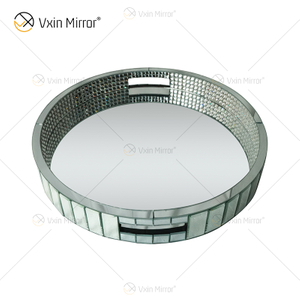 Элегантные декоративные бусины WXMT-017 Modern Crystal Silver Mirror Round Tray