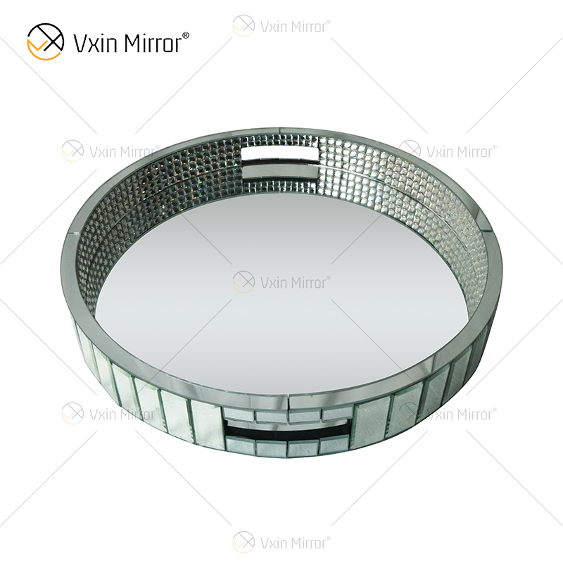 Элегантные декоративные бусины WXMT-017 Modern Crystal Silver Mirror Round Tray