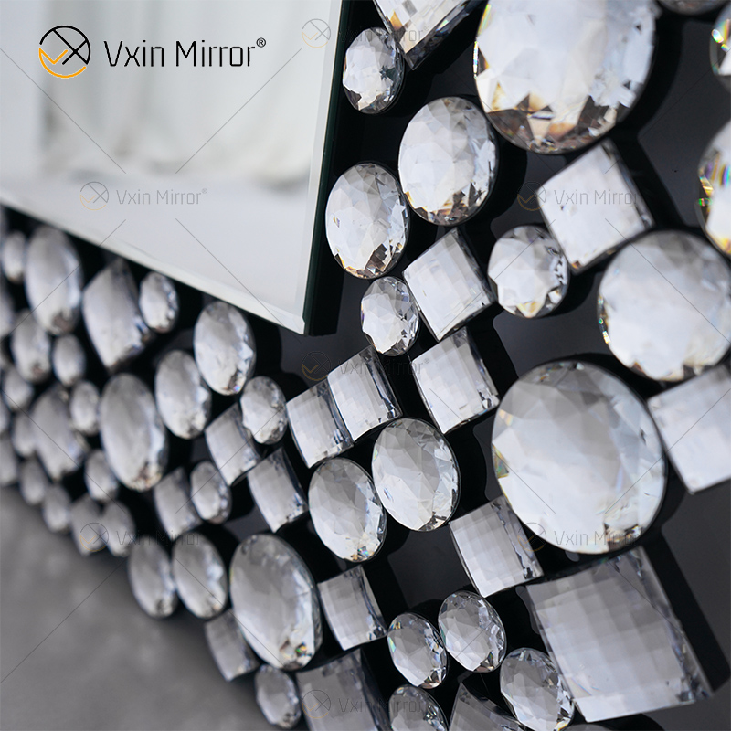 Высококачественный серебряный и коричневый современный хрустальный алмазный зеркальный консольный стол в прихожей