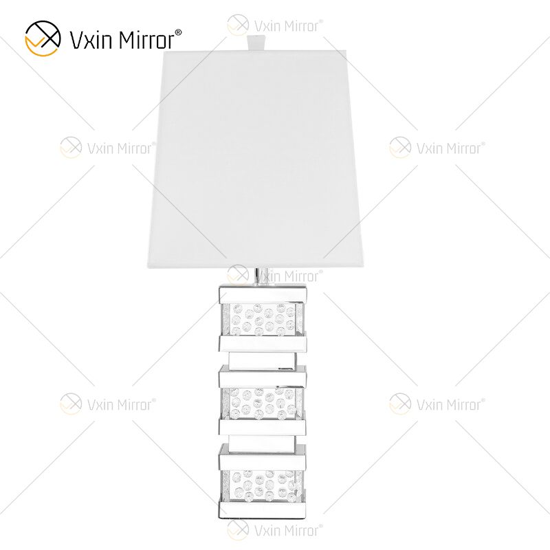 Заводская поставка WXTL-097 Современная серебряная кристаллическая светодиодная зеркальная настольная лампа для теплого света